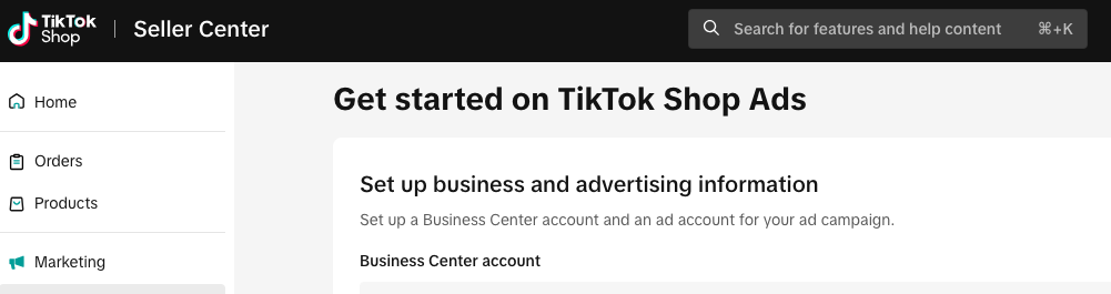 get started tiktok shop ads